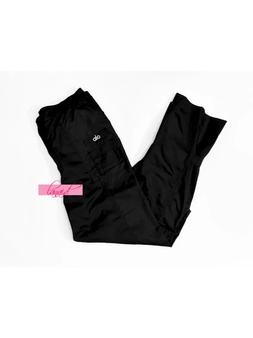 Alo Blaze Trouser Pants Black High-Rise Waist Cargo Windbreaker Hiking Edgy XS